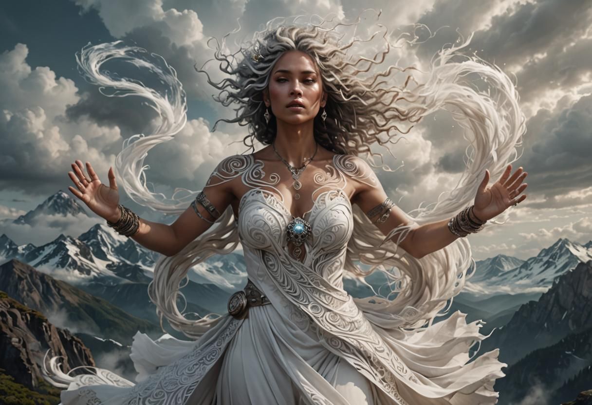 Wind Druidess Portrait in Ethereal Fantasy Style