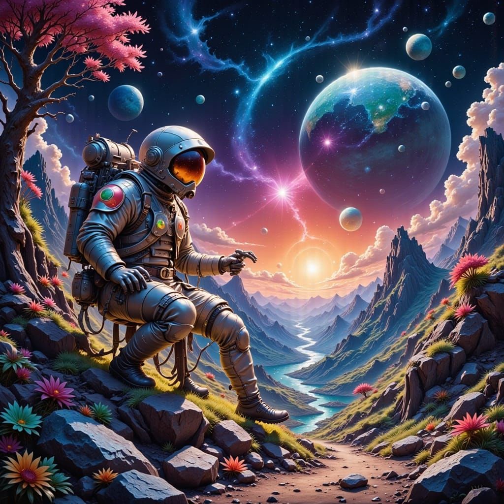 A brave astronaut explores an alien planet, discovering stra...