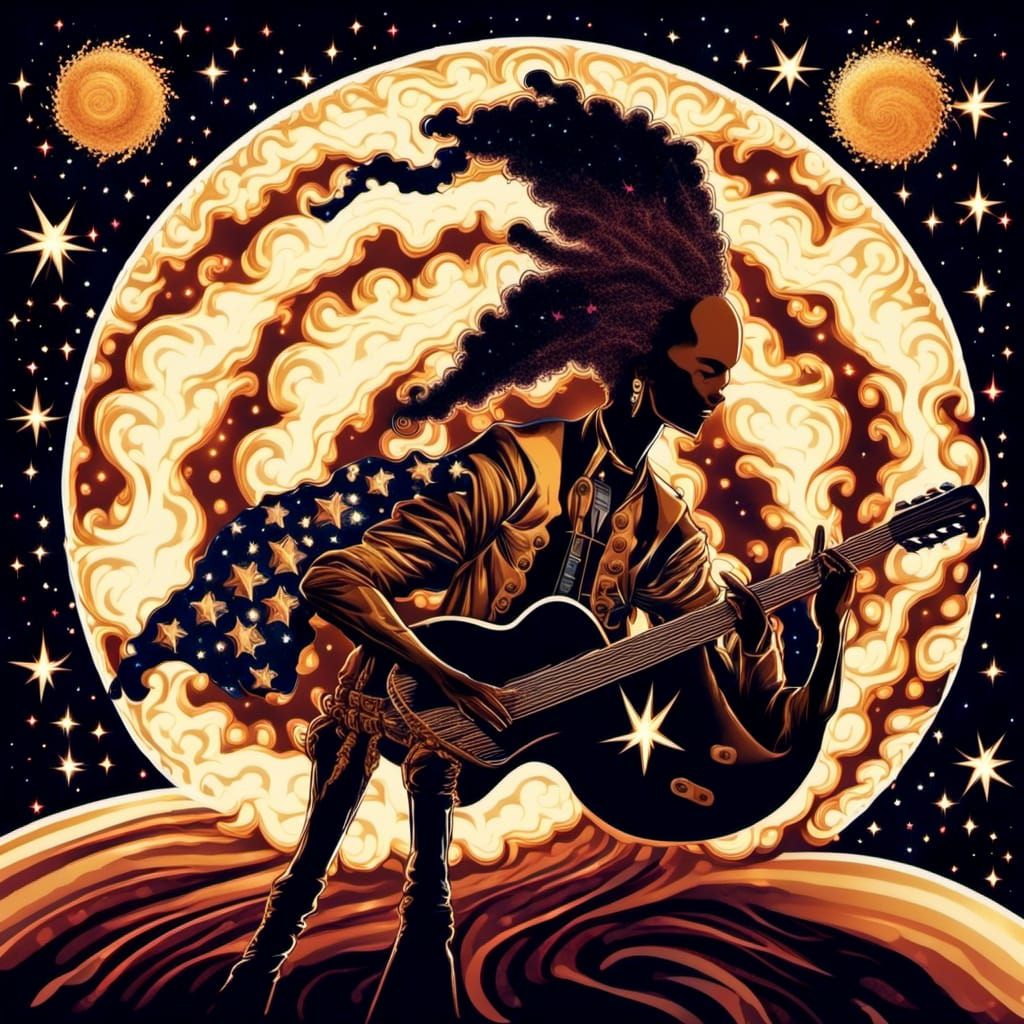 Punk Rock Cowboy with Mohawk and Guitar