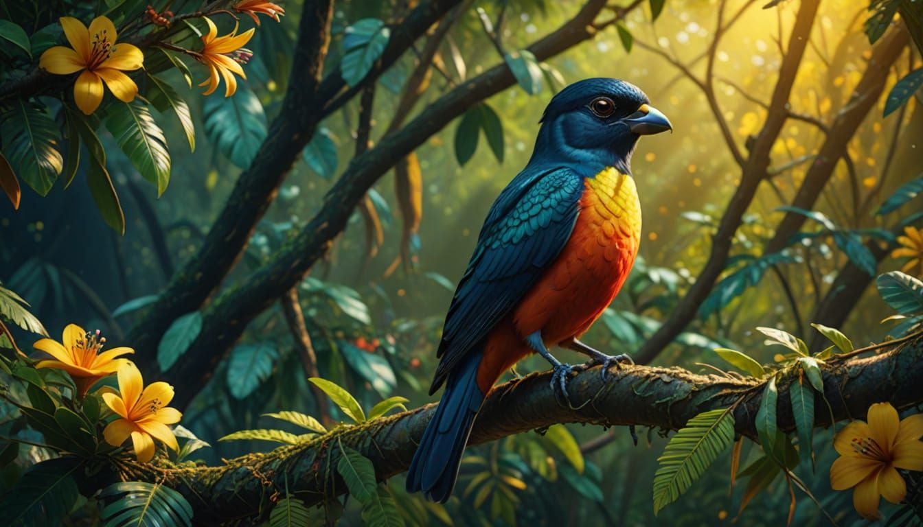 Amazonian Trogon in Splash Art Style