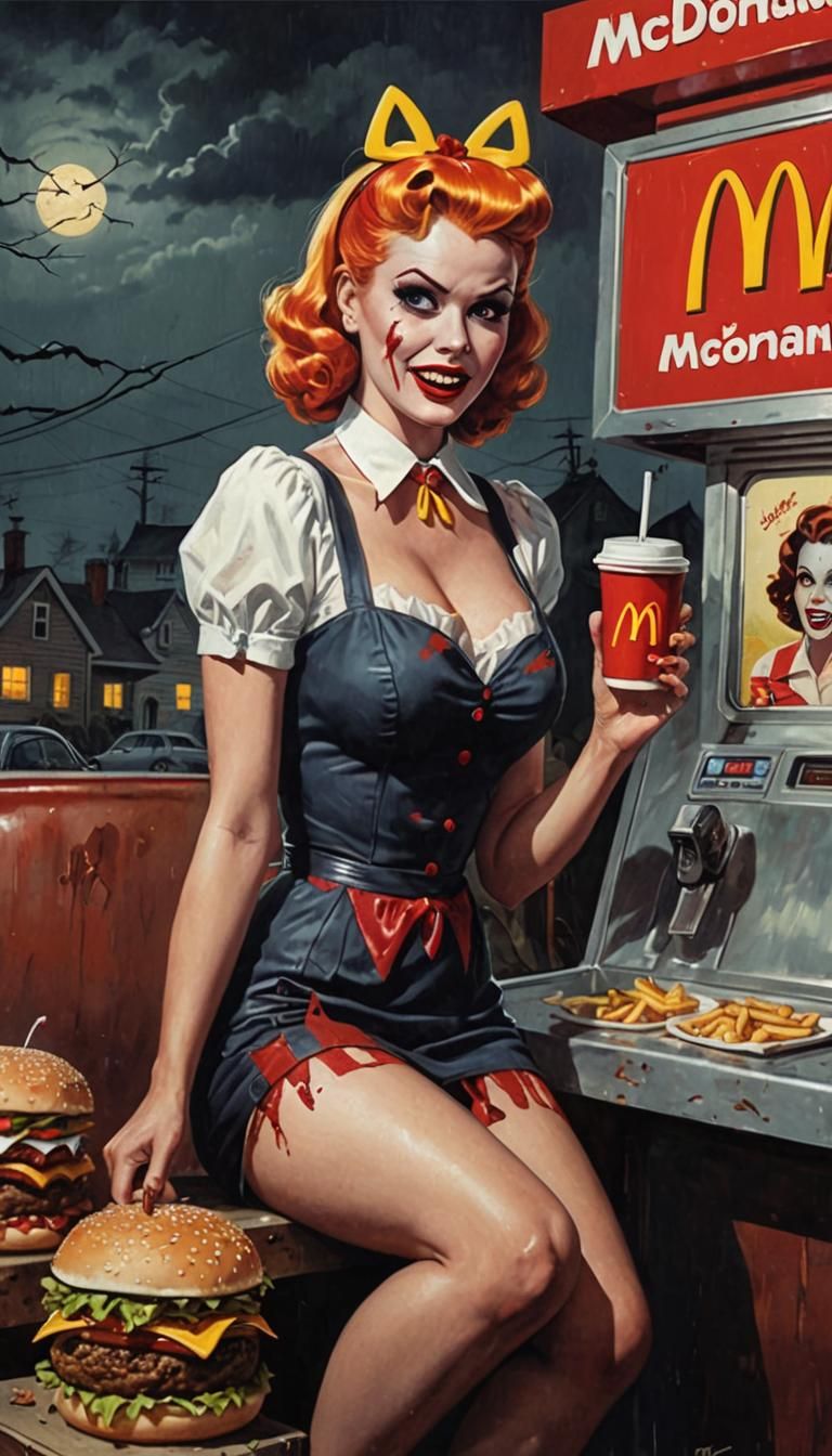 McDonald's Pinup Horror Illustration