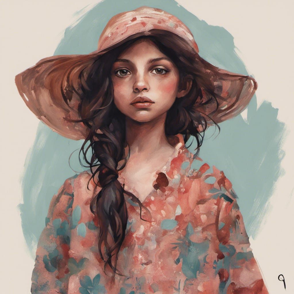 Stylized Portrait of a Girl in Cartoon Style