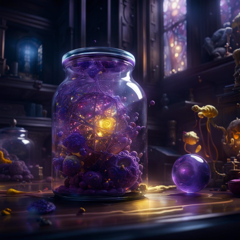 Neural Network in Glass Jar: Dark Fantasy Concept Art