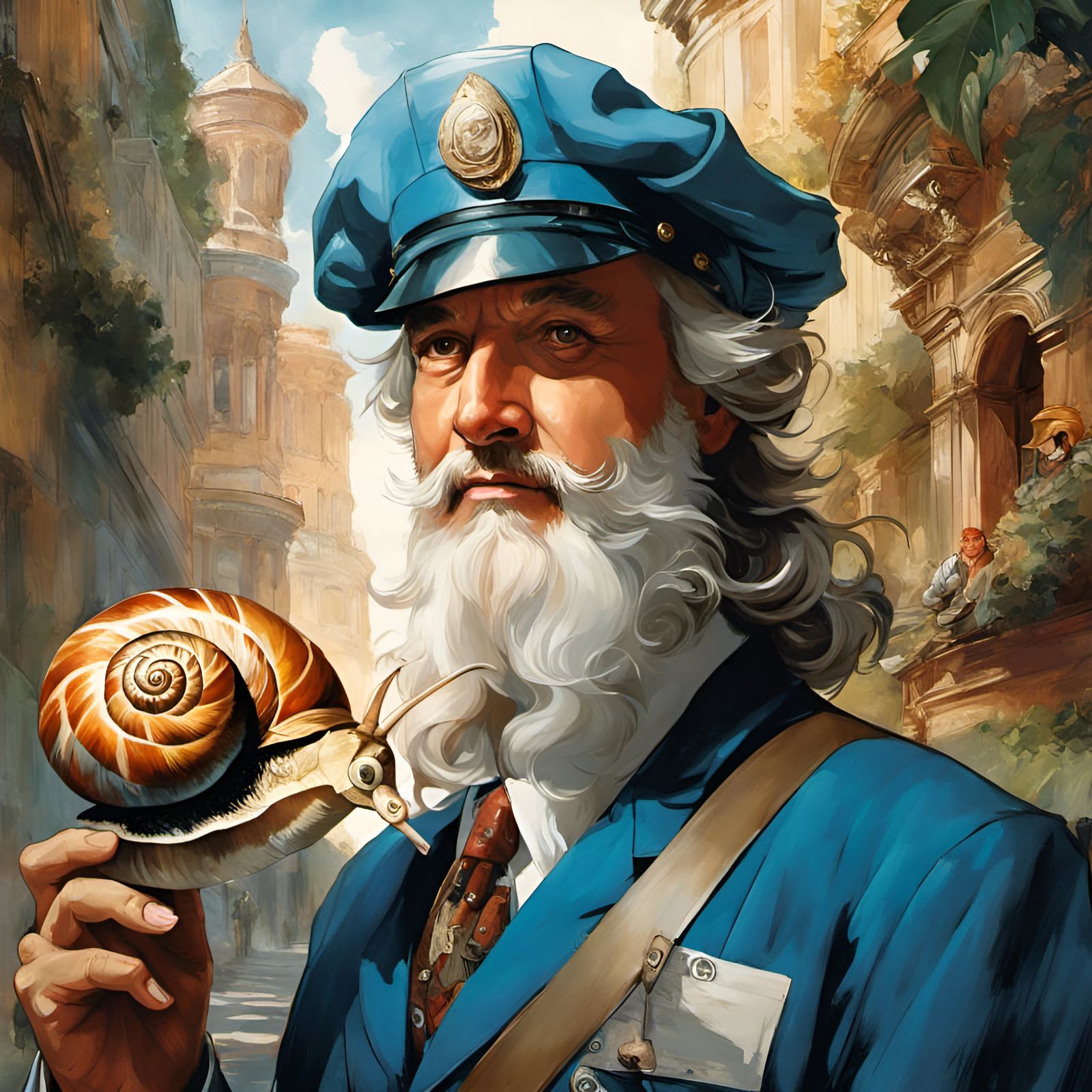 Mailman Snail Portrait in DaVinci Style