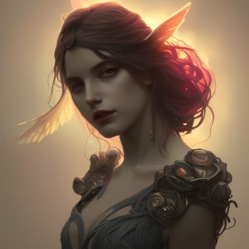 Ethereal Death Fairy Portrait in Hyperdetailed Style