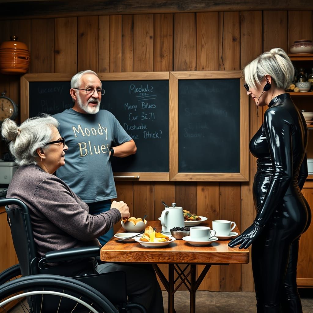 Rustic Kitchen Scene in Sci-Fi Style
