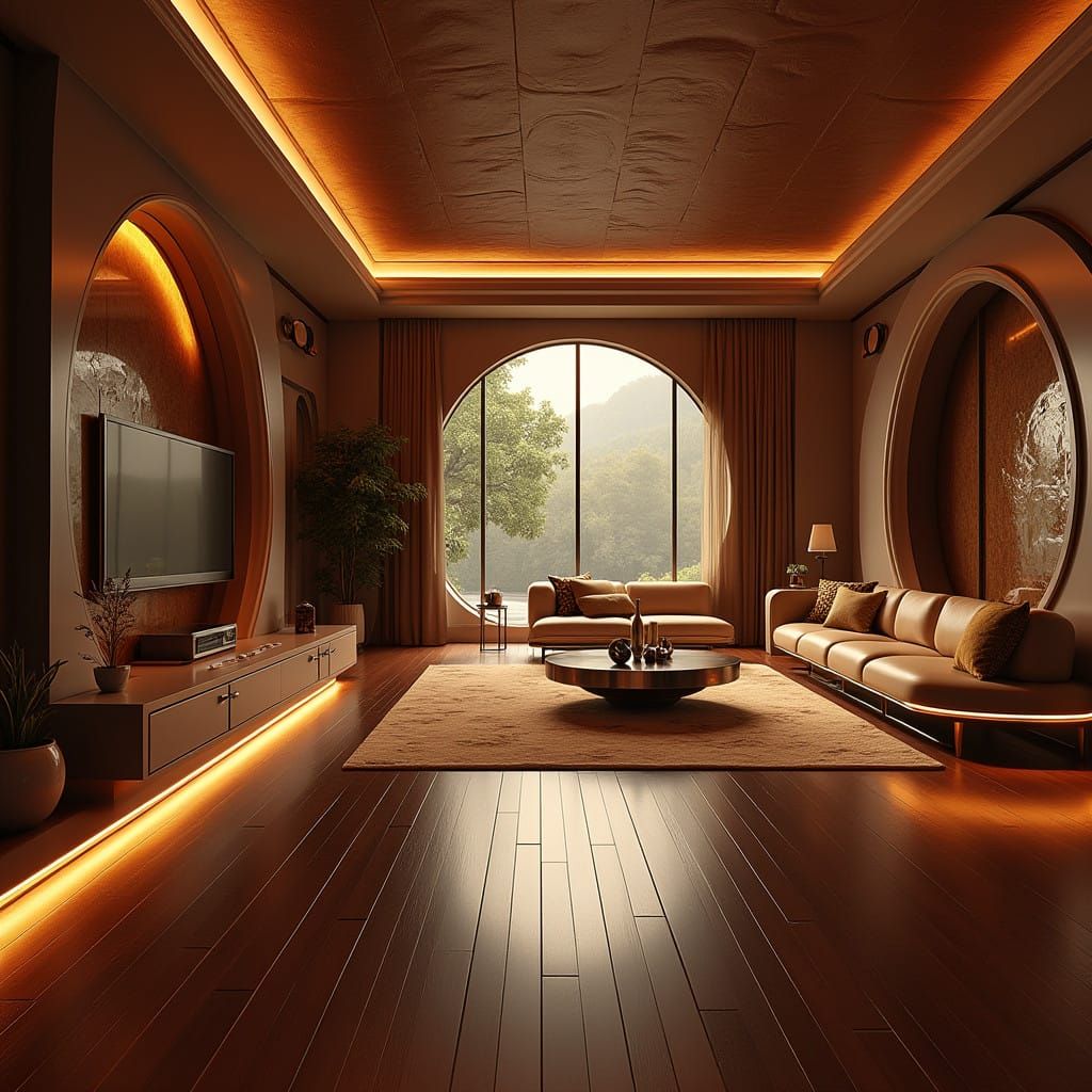 Luxurious Futuristic Apartment in Opulent Cyberpunk Style