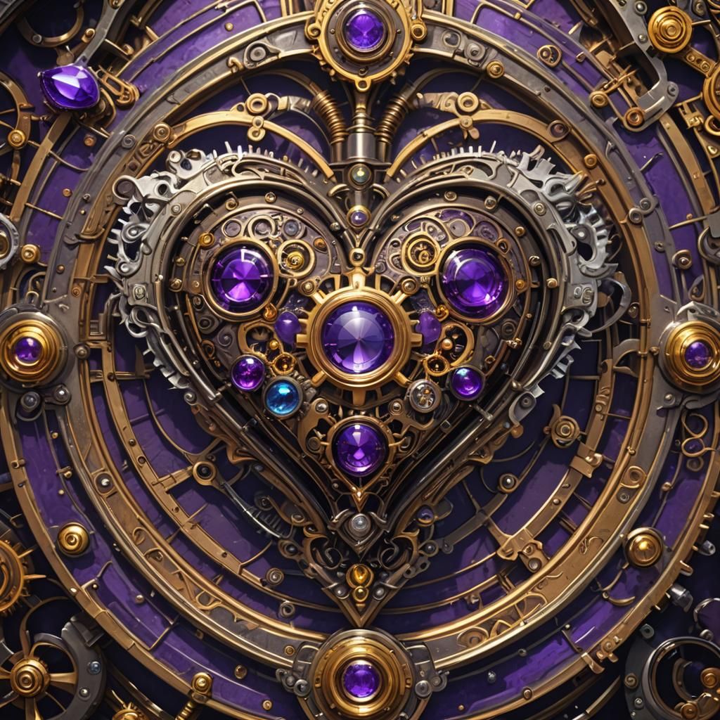 Steampunk Heart in Dark Fantasy Style