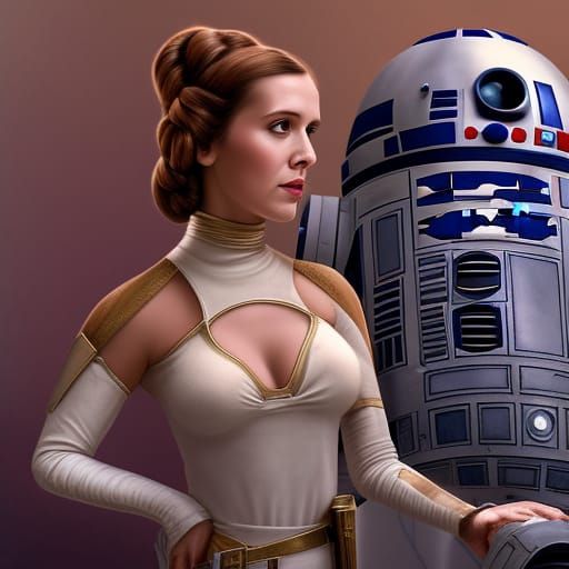Princess Leia and R2D2: Detailed Matte Painting
