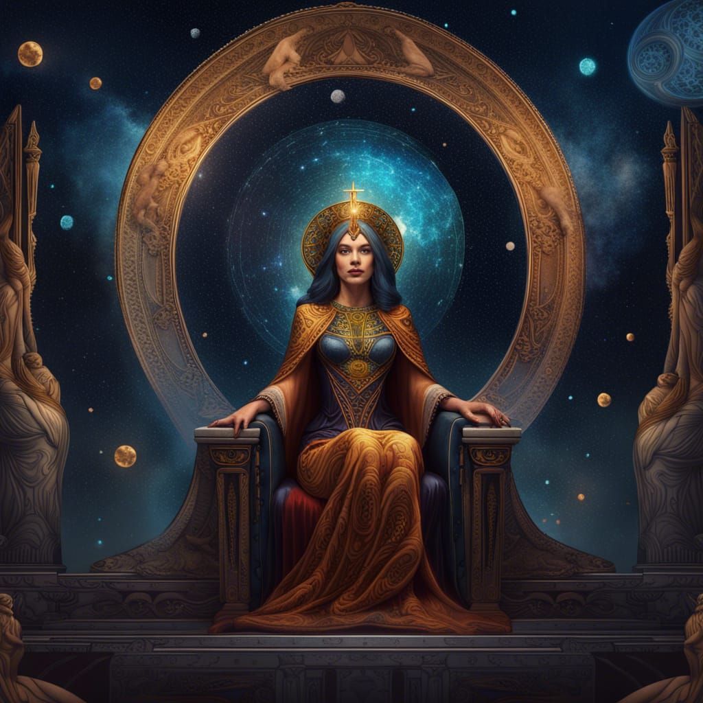 High Priestess Tarot Card in Detailed Matte Painting