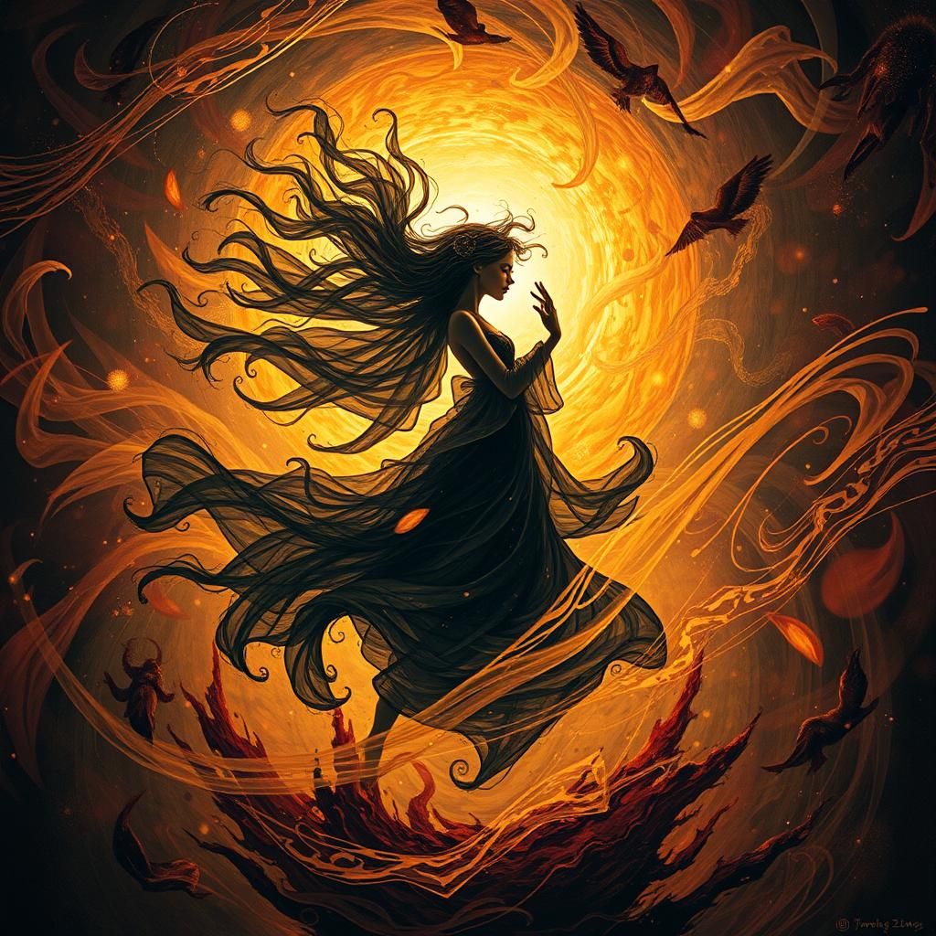 Mystical Woman Dancing in Rhythmic Trance