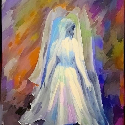 Ethereal Ghost in Gouache Impressionist Style