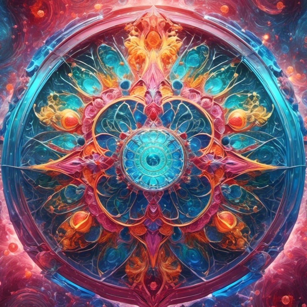 Sacred Geometry Art: Four Elements in Detailed Painting