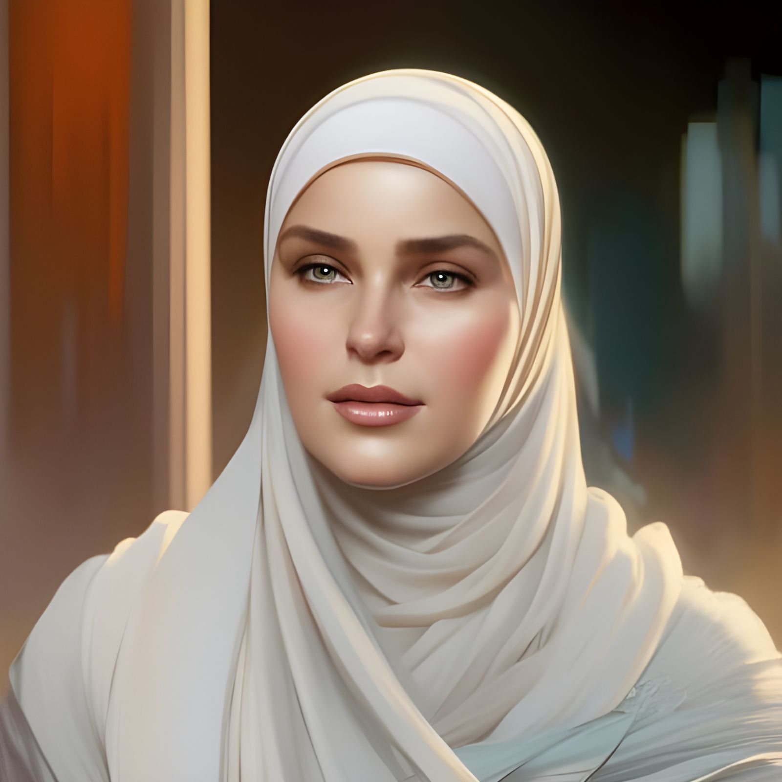 Beautiful German Woman in Hijab: Digital Art