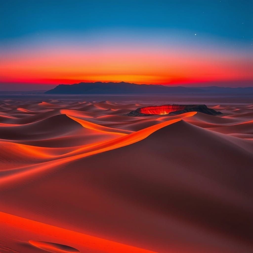Golden Dunes of the Karakum Desert at Sunset