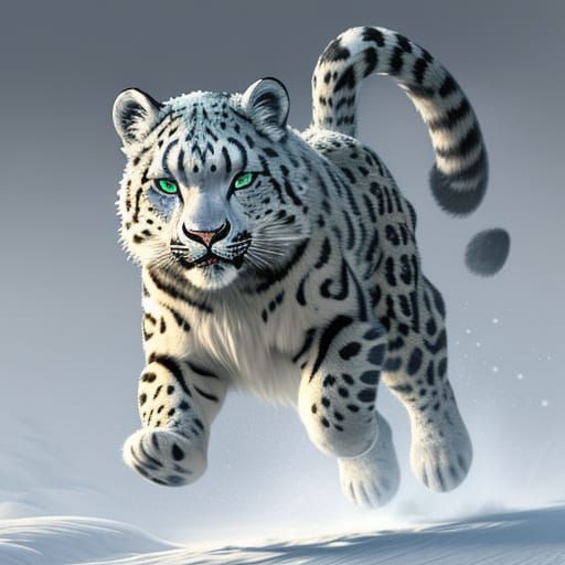 Mesmerizing Snow Leopard in 3D Anime Style