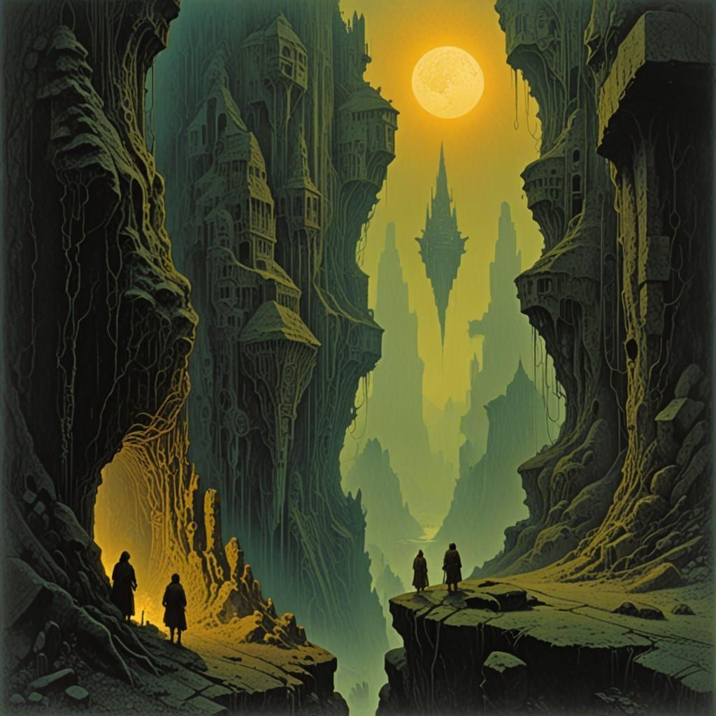 Gothic Cavern Architecture in Dark Fantasy Style