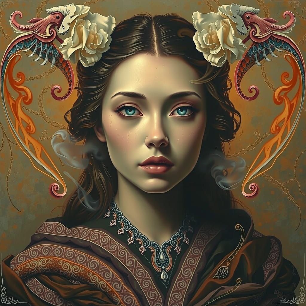 Woman Emerges from Mist: Dreamlike Hyperrealism