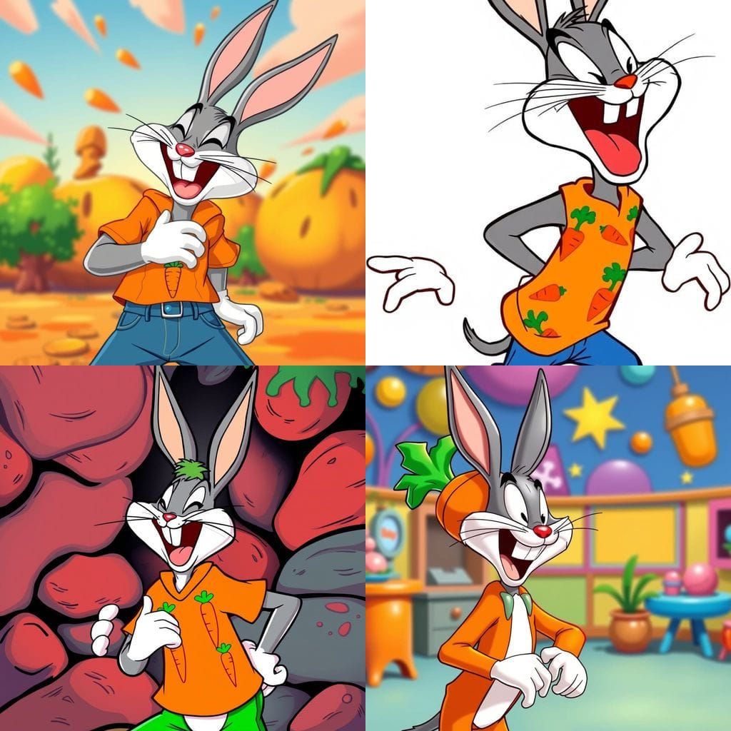 Cartoon Rabbit Laughing in Looney Toons Style