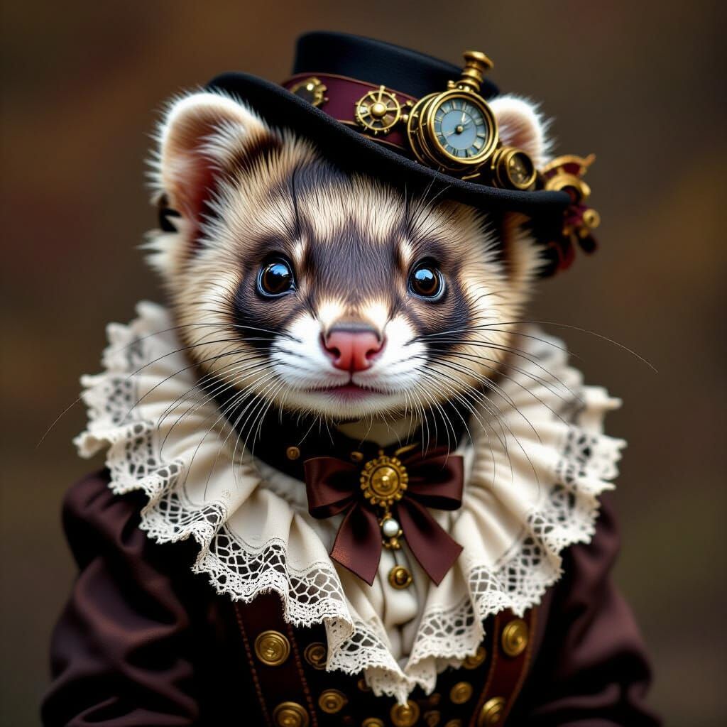 Steampunk Ferret in Victorian Lace