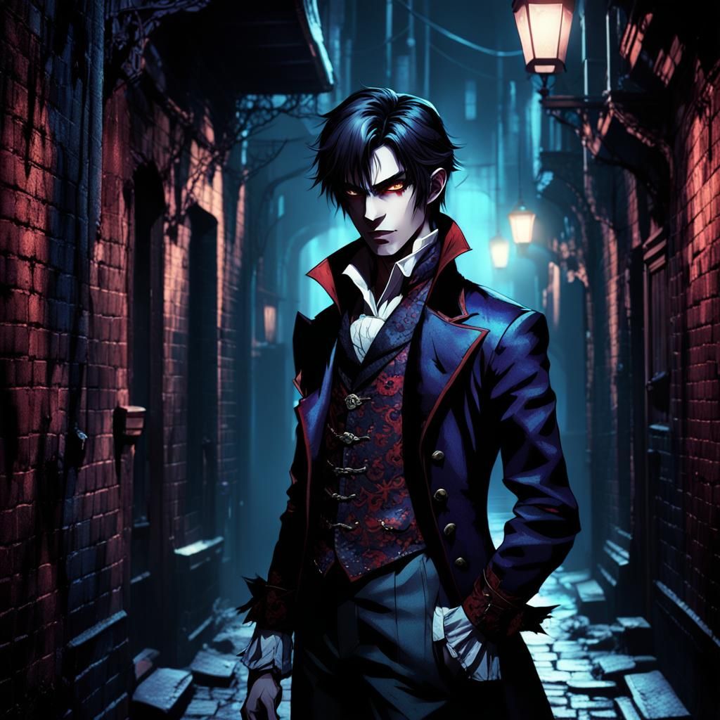 Handsome Vampire Boy in Dark Anime Art