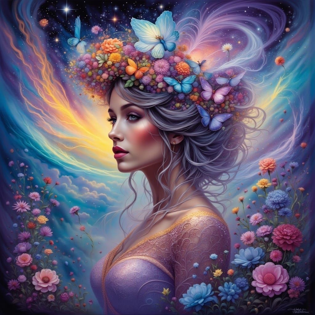 Whimsical Goddess Made of Glittering Rainbow Crystals