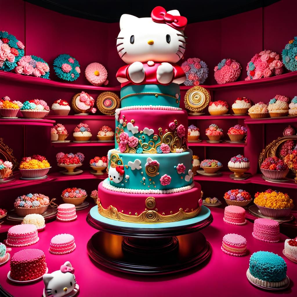 Hello Kitty Cake Sculpture: Maximalist Art Nouveau Masterpie...
