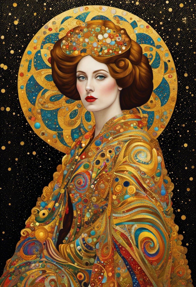 Golden Secession Portrait in Style of Klimt