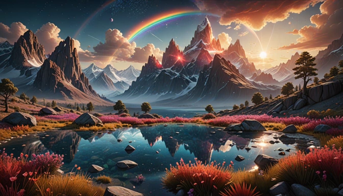 Celestial Crystal Gardens in Sapphire and Emerald