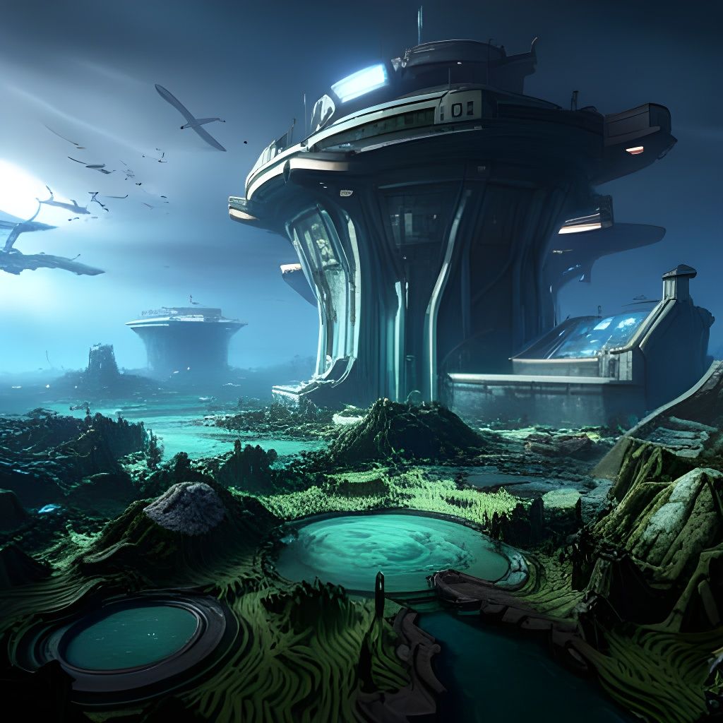 Sunken Research Base in a Cel-Shaded Style