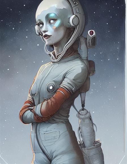 Astronaut Portrait on Alien Planet in Artbook Style