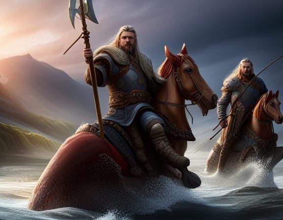 Viking Warriors Ride: Fantasy Art Concept