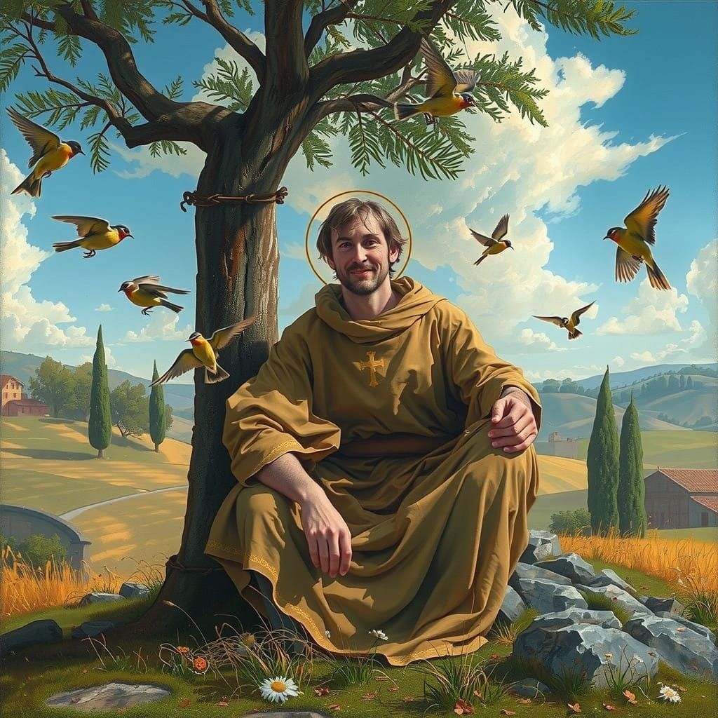 Serene Saint Francis in Tuscan Countryside