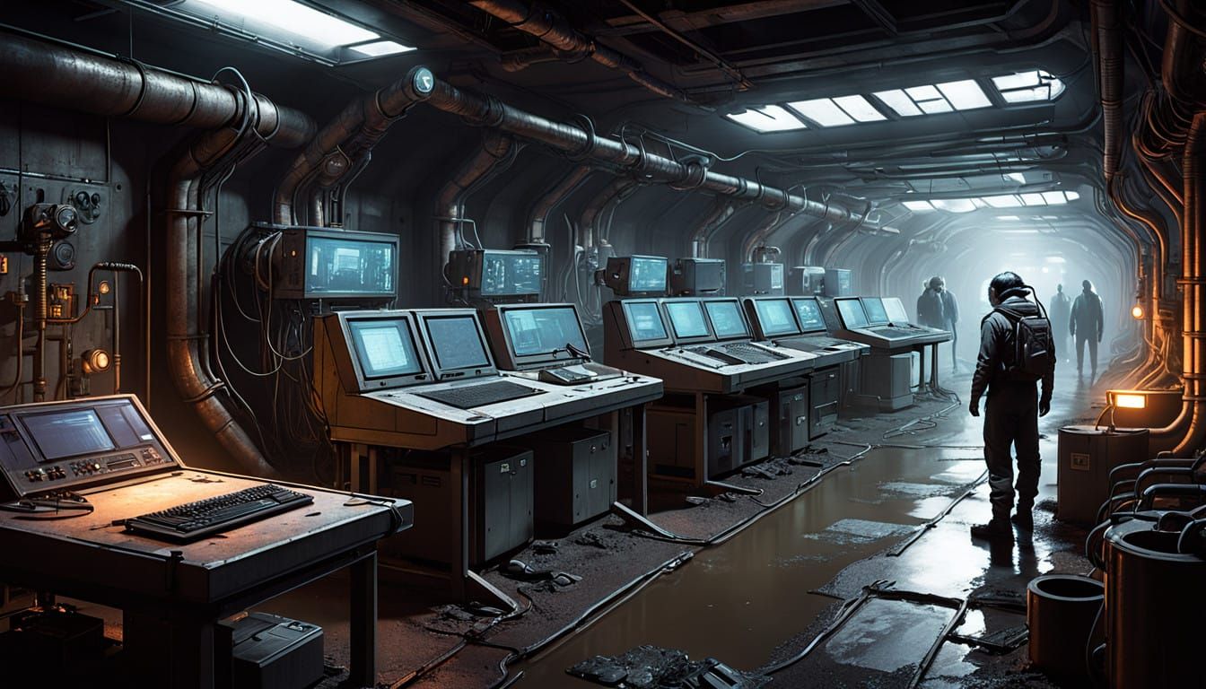 Scientists in a Futuristic Underground Lair