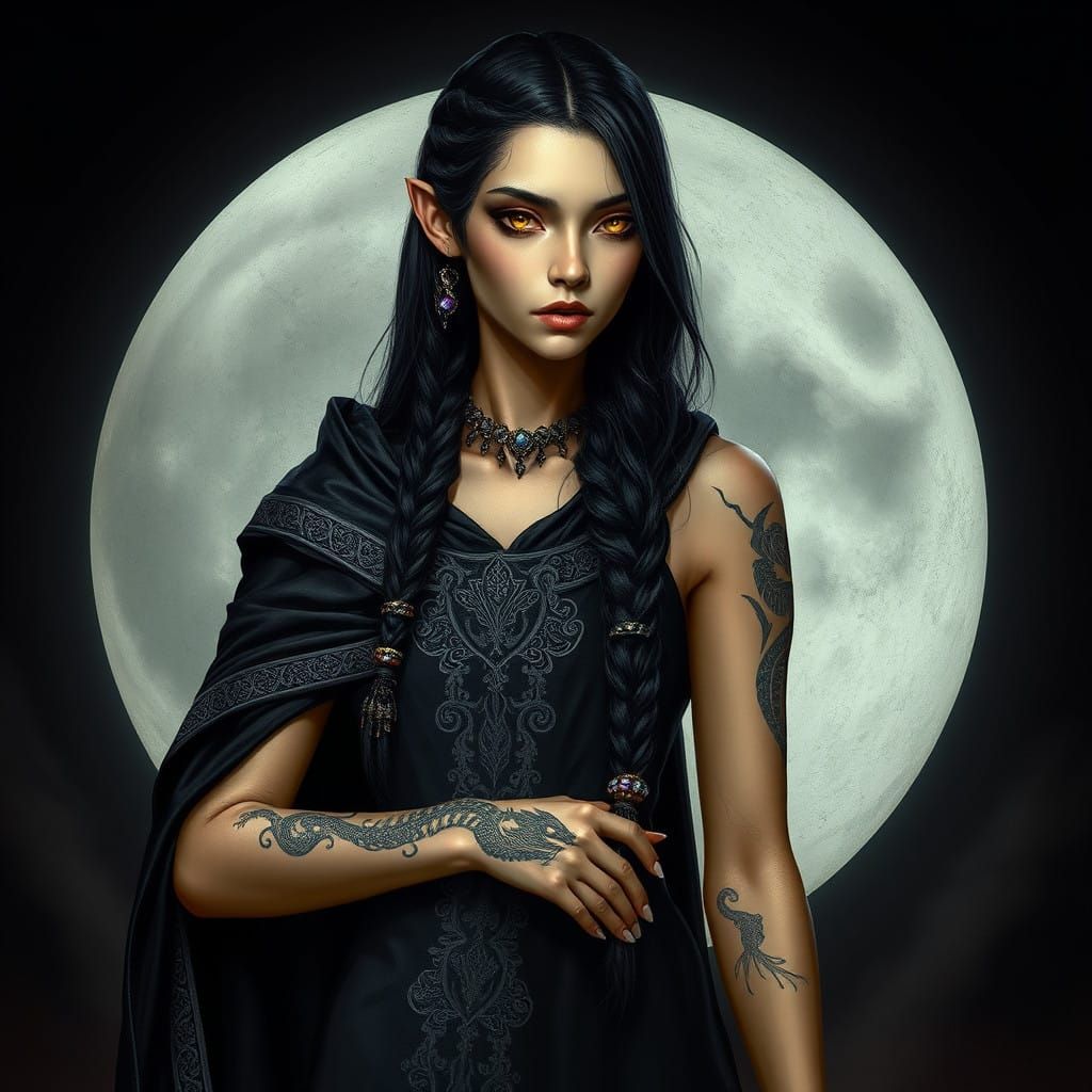 Mysterious Akaviri Princess in Moonlit Attire