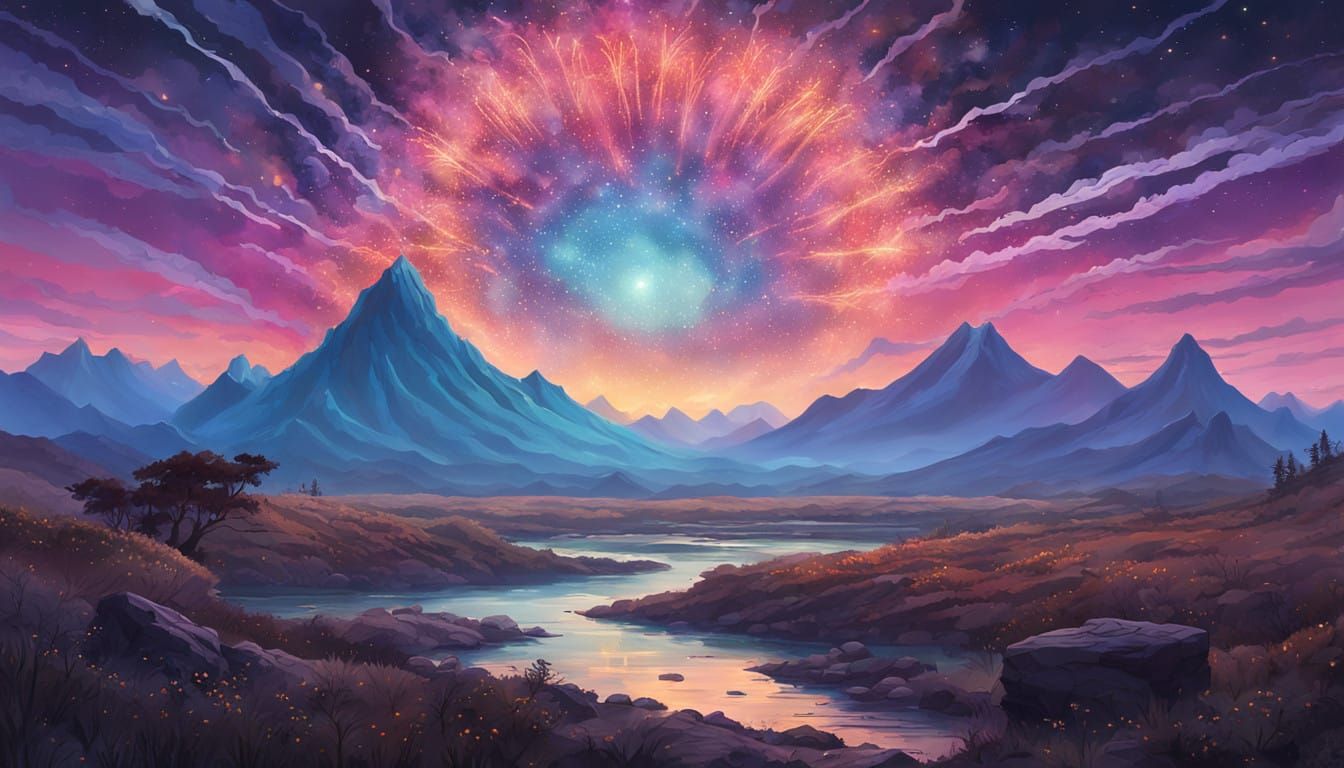 Celestial Celebration in the Mountains: Vibrant Fireworks an...