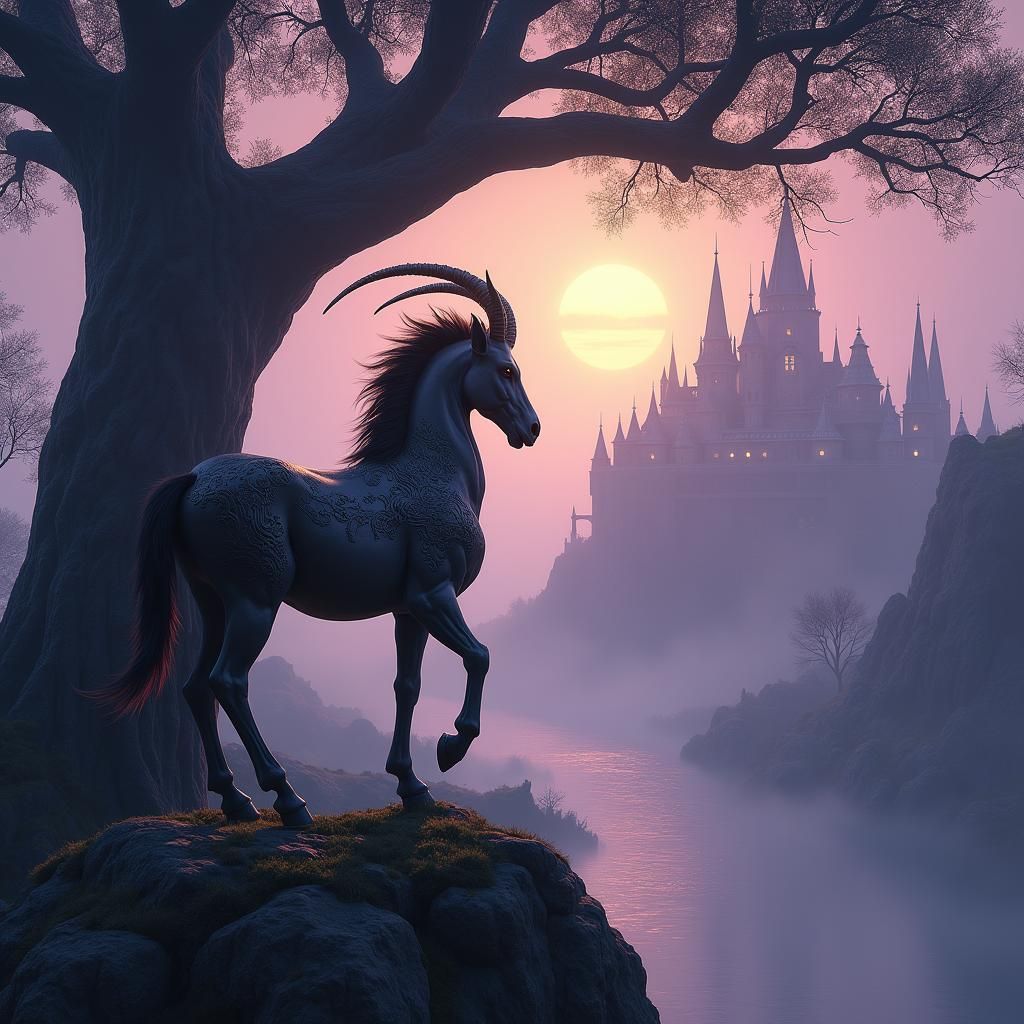 Armored Centaur Gazing at Mystical City