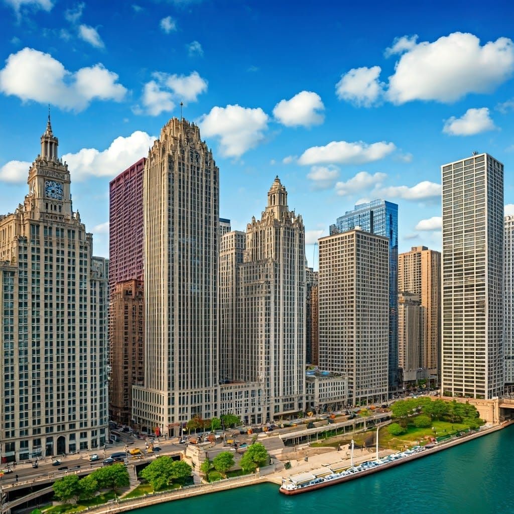 Chicago Cityscape Diorama with Intricate Textures