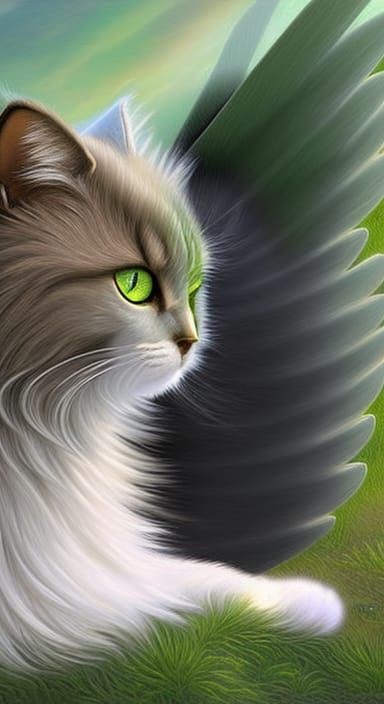 Angel Cat in Paradise: A Renaissance Painting