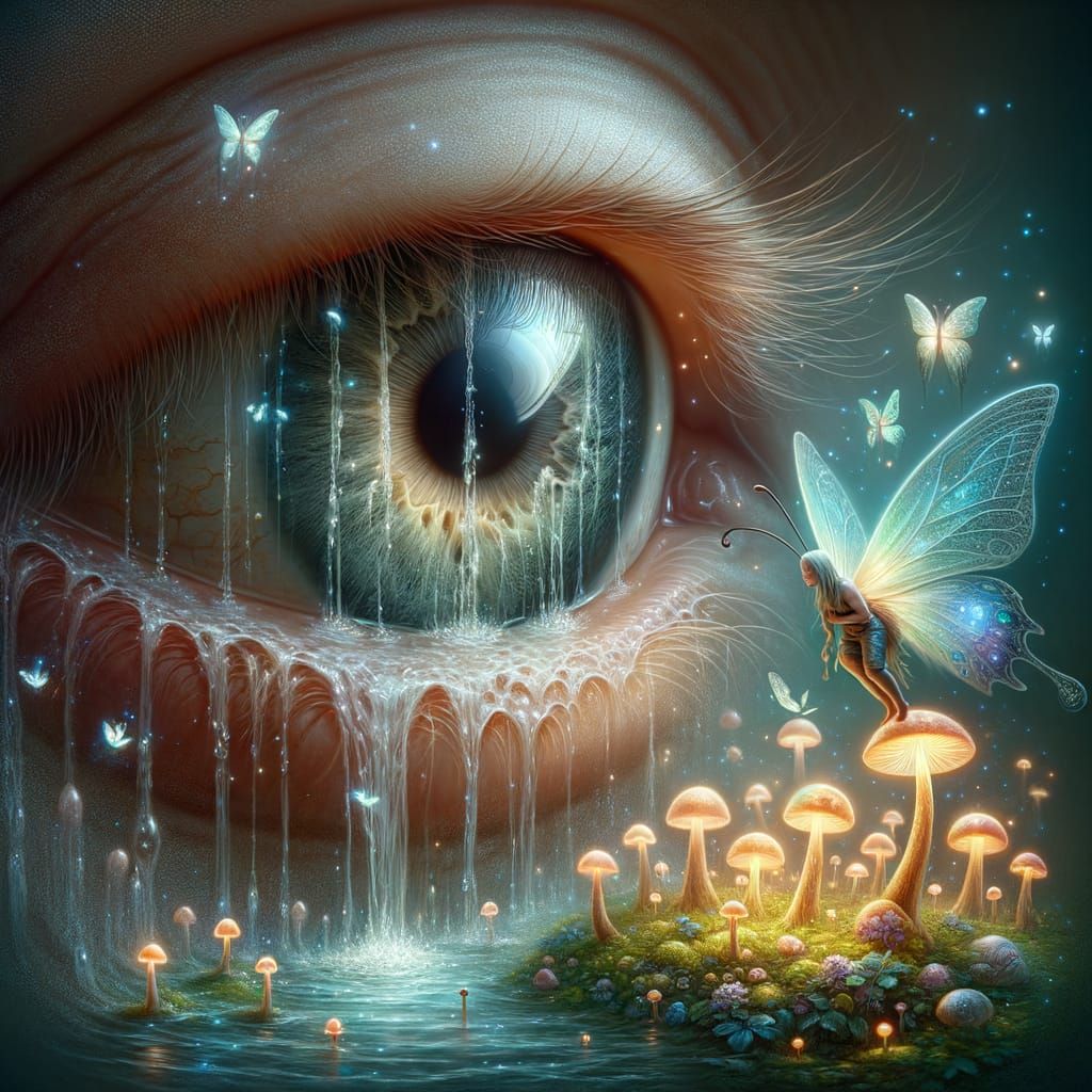 Crying Eye Creates Bioluminescent Forest