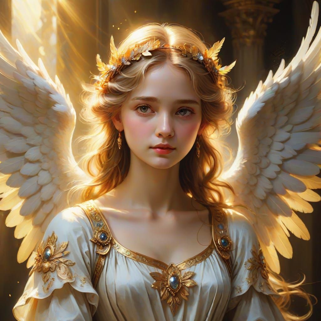 Angel Shines Light in Baroque Oil Painting