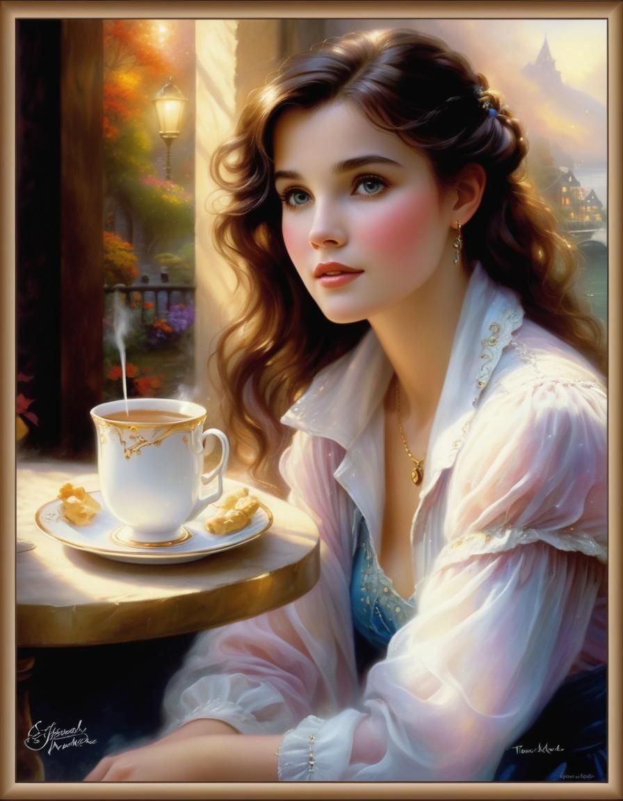 Ethereal Woman in Dreamlike Fantasy Landscape