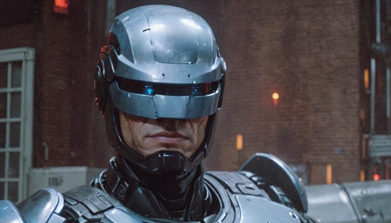 Robocop Concept Art in Gritty Sci-Fi Style