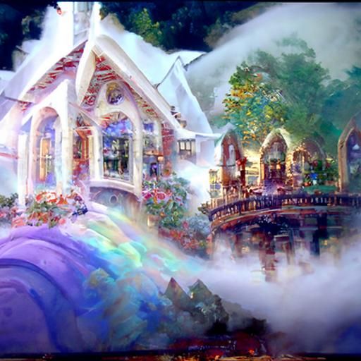 Ethereal Fantasy Landscape in Kinkade Style