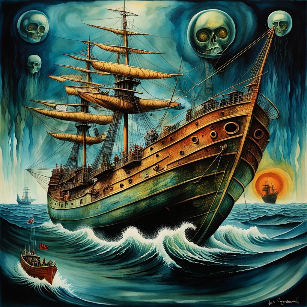Surreal Ship of Death in Deep Color