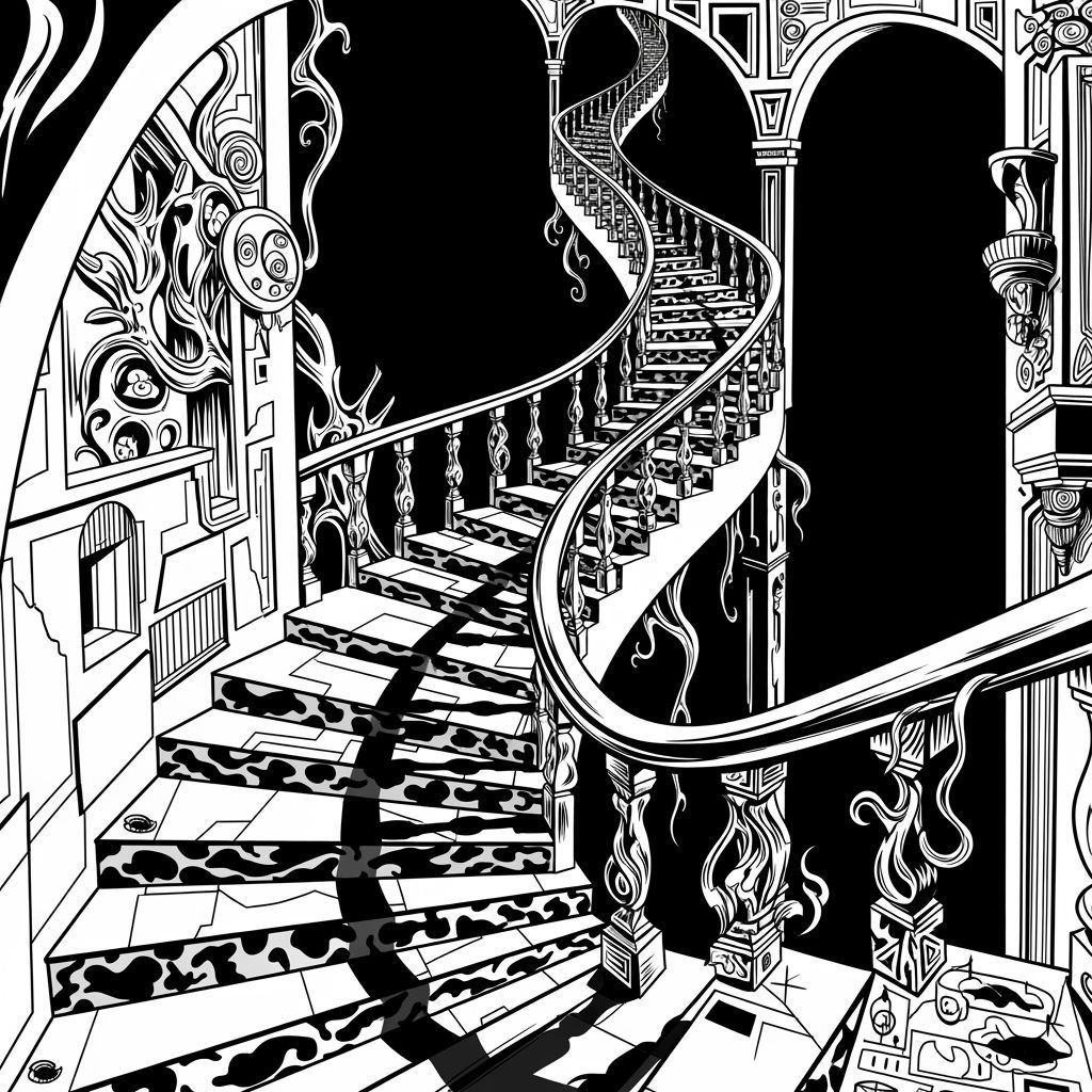 Endless Staircase in a Surreal Dreamscape