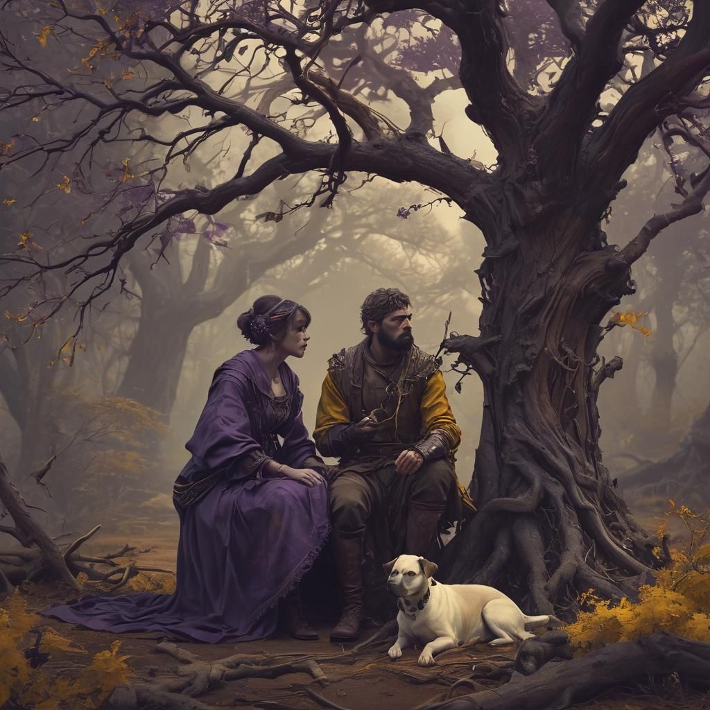 Fantasy Art: Couple and Unruly Dogs