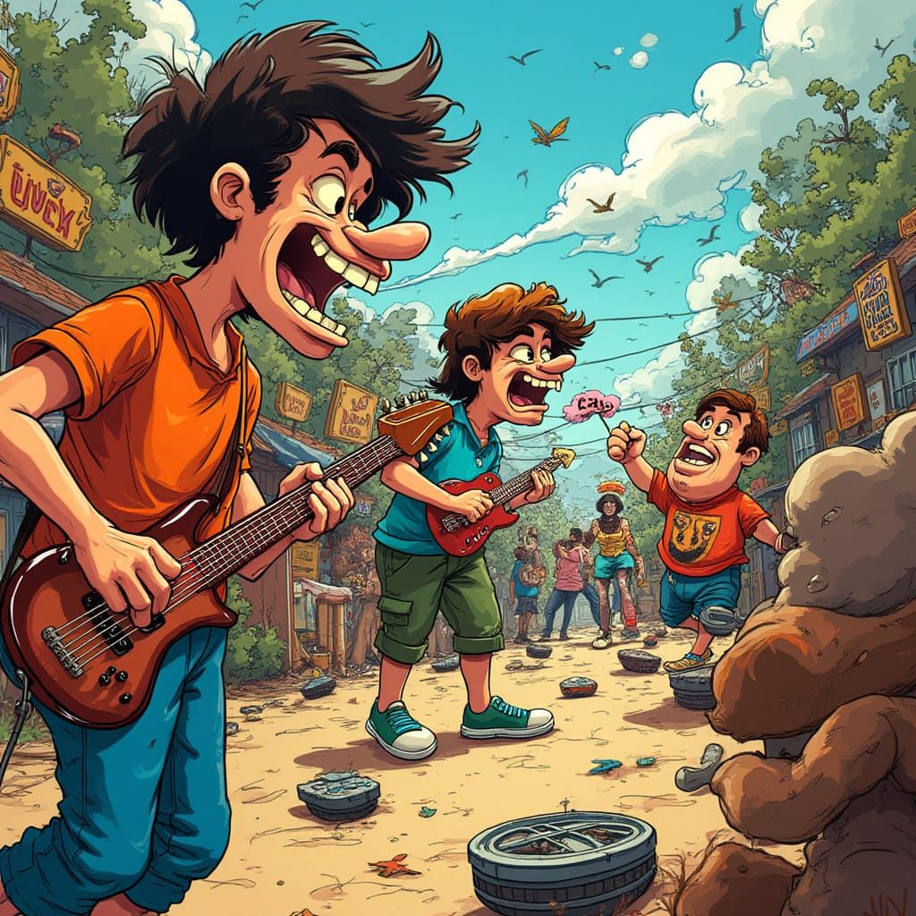 Vibrant Cartoon Scene in Classic 90s Style