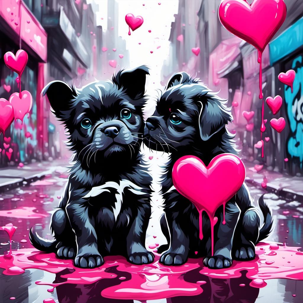 Valentine's Day Graffiti Art with Couples and Pets