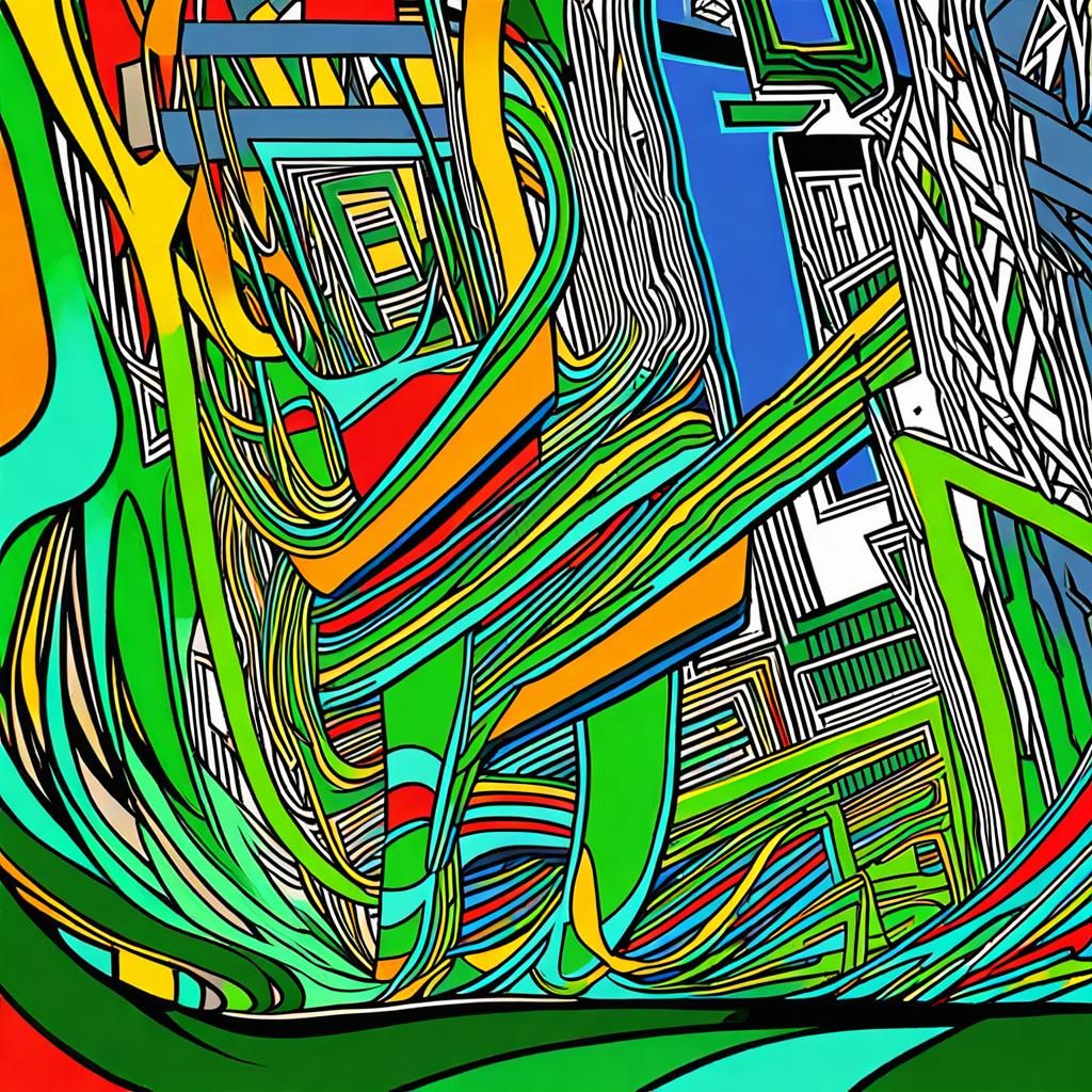 Abstract Art: Green Freight Crane Offloading